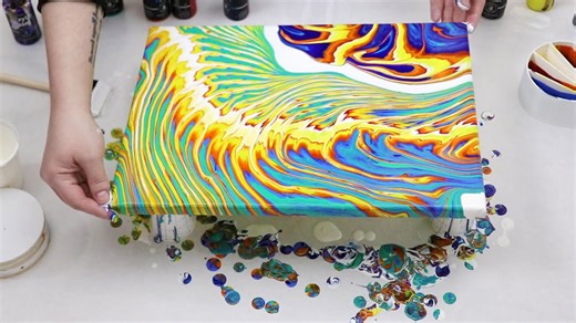 Beautiful Rainbow Split Cup Acrylic Pour