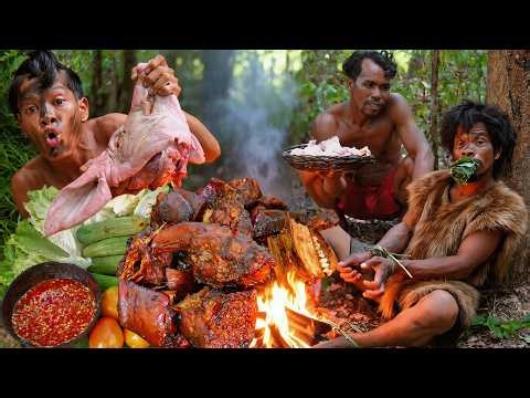 Wilderness Cooking Pig Head Yummy By Jungle Cooking Channel