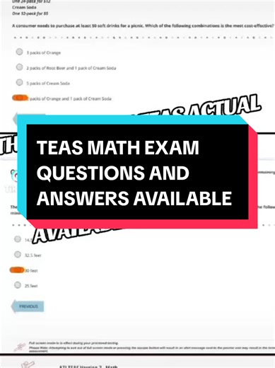 ATI TEAS 7 Actual Math Questions and answers 2025 ATI teas exam prep 2025 Ati teas exact questions and answers Taking or retaking ATI TEAS Exam in 2025, worry no more I got u all you need in readiness for your exam day Get these TEAS 7 ACTUAL Questions and answers for 2025 and master their contents. All versions are available to serve those taking or retaking the test Quizlet Teas answers 2025 #unitedstates #atiteas7 #atiteasquizlet #atiteasanswers #atiteasmath You found the best help All you ne