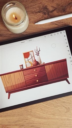 Cozy sideboard #vectordrawing #digitaldrawing #vectorart #digitalart #vectorillustration #drawing