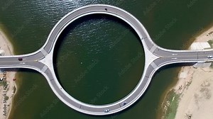 Aerial view of Puente de la Laguna Garzon Bridge in Maldonado, Uruguay.