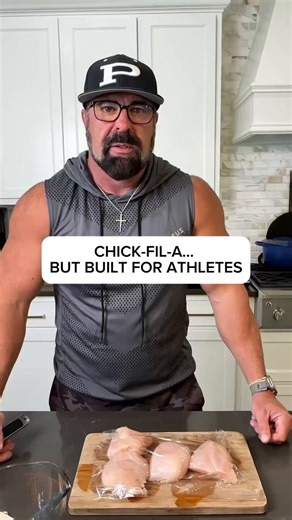 Parents this is how you clean up fast food without sacrificing performance.The original Chick-fil-A sandwich has 60+ ingredients. This one has 14… and every single one serves a purpose.Real chicken.Real carbs.Real fats.No fillers. No shortcuts.We marinate the chicken in pickle juice and milk to lock in flavor and tenderness, then bake it instead of frying to keep it clean while still tasting elite. The homemade sauce brings it all together without the junk.And here’s the key your athlete still f