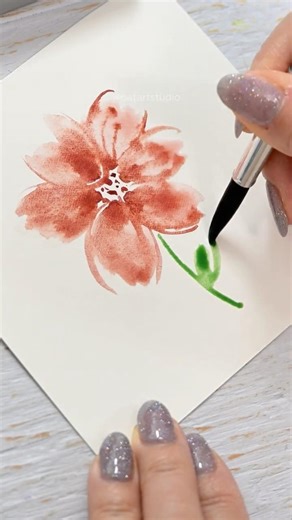 🌺Easy Watercolor Flower #easywatercolors #watercolortutorial