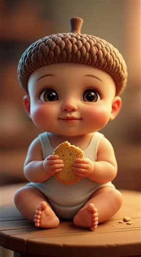 The Cutest Acorn Baby Crunch! 🌰🍪 Satisfying ASMR Eating #Shorts