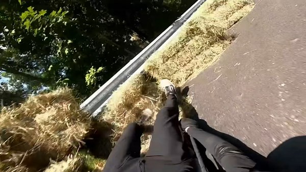 Street luge crash on curvy road in New York, USA