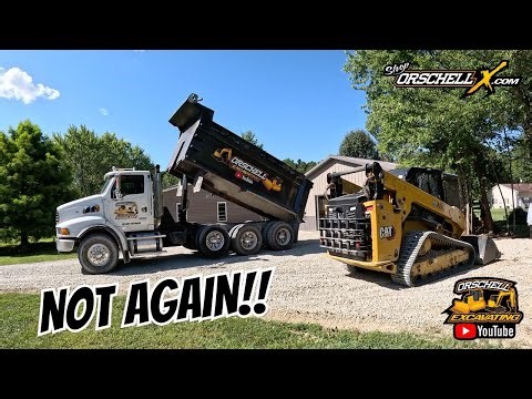 Gravel Driveway Makeover! CAT 275 CTL + Harley Rake & Sterling Dump Truck in Action