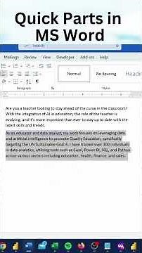 Quick Parts in MS Word