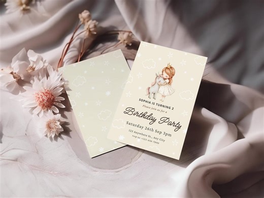 Editable Princess Unicorn Birthday Invitation Canva Template Princess Unicorn Party Invite Instant Download Printable Birthday Invitation - Etsy