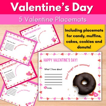 Valentine’s Day Placemats | Teacher to Student Valentine Treat Mats | Print & Go