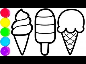 Glitter 3 Ice Creams coloring and drawing for Kids, Toddlers Кис Кис