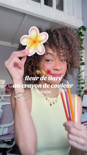 Tuto crayon de couleur d’une fleur de tiaré, celle qui sert à faire le monoï ! ✨🌺#tutoriels #crayondecouleurs #tutorieldessin #tiaré #monoï