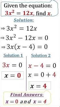 How quickly can you solve 3x² = 12x correctly? #quadratic #algebra #challenge