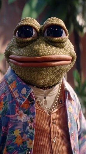 A frog wearing a shirt and a shirt with a flower print 😂