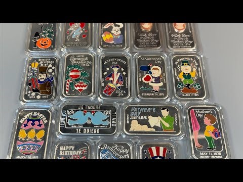 Vintage 1 oz Silver Bars - Rare Ceeco Mint Enameled Art Bars - Complete Collection .999 silver