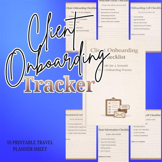 Client Onboarding Checklist PDF PNG | Professional Freelancer Business Tool | New Client Welcome Log | Service Provider Process Tracker