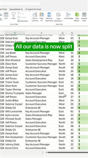 Split CVS data in excel Learn how to split data in excel using text to columns tool #corporate #googlesheetstips #spreadsheets #workhacks #accounting | LEARN MORE