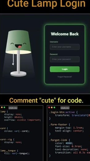 cute lamp login #coding #html #css #html5 #css3 #java #javascript #vscode #php #code #html