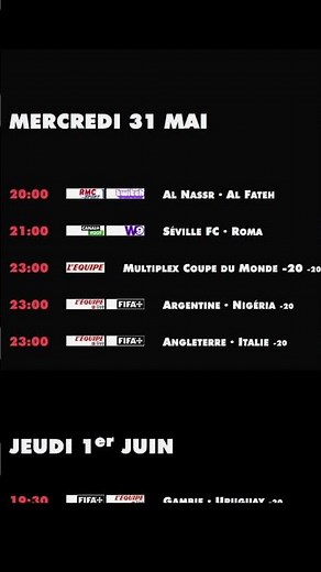 progTV foot aujourd'hui mercredi 31 mai ce soir match direct programme TV live diffusion chaine #TV