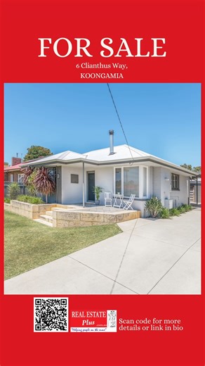 6 Clianthus Way, KOONGAMIA From $739,000 Scan QR code for details & Home opens or vist link in bio! Meticulous Care in Koongamia - 3 Bedroom - 1 Bath - 2 car port - Secure automated rolling gate - outdoor dining - Closed in shed with power and concrete floor 6 Clianthus Way is a textbook example of quality, comfort, and style. From the solid front wall and secure pedestrian gate to the automated rolling gate, precision patio, and enclosed backyard - every detail has been lovingly renovated with 