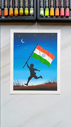 🇮🇳 Easy Indian Flag Drawing | Oil Pastel Arts #drawing #shorts