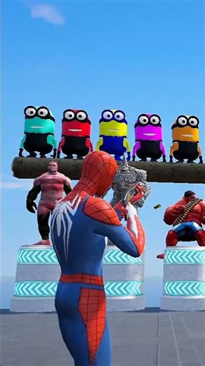 GTA 5 Funny Ragdoll Spiderman vs Red Minion Epic jump/fails #18 #gtav #spiderman #minions