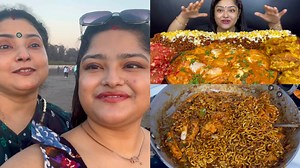 BEACH PE KIYA DHAMAL 🤪 BLACKBEAN NOODLES DIFFERENT RECIPE | Maddy & Mummy