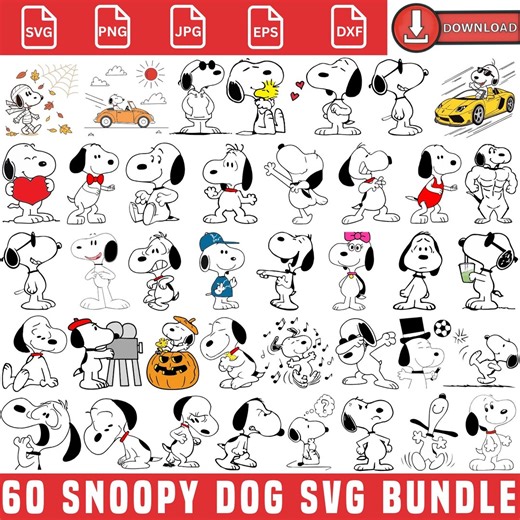 Cute Snoopy SVG PNG Bundle, Snoopy Dog & Charlie Brown Clipart, Cricut Silhouette, Comic Dog Digital Download, Cute Puppy Svg, Charlie Brown - Etsy