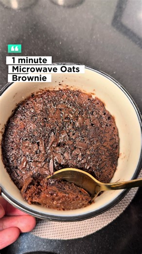 1-Minute Microwave Healthy Oats Brownie Recipe