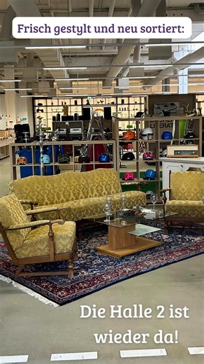 Halle 2 - Das Gebrauchtwarenkaufhaus der Stadt München on Instagram: "💜Schon gesehen? Unsere Halle 2 in Pasing erstrahlt in neuem Glanz! ✨Kommt vorbei und stöbert durch unser frisch sortiertes Warenangebot. Wir freuen uns auf euch!😊 📌 Ihr findet uns in der Peter-Anders-Straße 15 zu folgenden Öffnungszeiten: Di bis Fr von 10 bis 18 Uhr, Sa von 9 bis 14 Uhr – und jetzt neu! - Mo von 14 bis 18 Uhr. 👉 Hinweis: Unser Pop-up-Store in Schwabing hat weiterhin dienstags bis freitags von 10 bis 18 Uhr