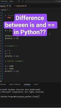 Difference between is and == in Python #shorts #short #shortsfeed #shortvideo #infysky #coding