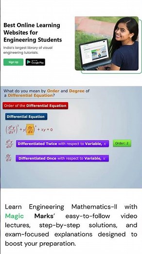 Order and Degree of Differential Equation | Engineering Mathematics-II | Magic Marks
