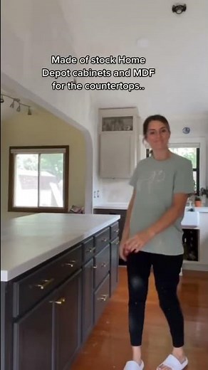 I built this DIY kitchen island with Home Depot cabinets!