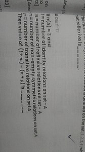 hot reflexive is \qquadAns: (b)\#DIBV-12If n ( A ) = 3 and... | Filo