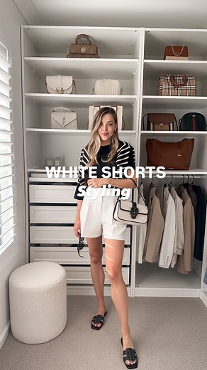 Tori Jane ✨ on Instagram: "White Tailored Shorts: 5 Outfits using capsule pieces! SAVE this reel or outfit inspiration whens next styling a satin skirt. A pair of white tailored shorts is a must have in your capsule wardrobe. As you can see it’s so easy to dress up and down! Check out my LTK (link in bio) for some exact and similar pieces from this reel. The exact shorts are from @zara - Darted Bermuda shorts (product code:1608/883) #whitetailoredshorts #whiteshorts #capsulewardrobe #capsuleclos