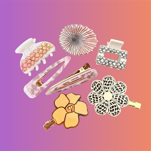 7 - Mini Claw and Hair Clips, Opihi Shell Ni'ihau Shell Hebrew Shell Puakenikeni Flower Designs - Etsy