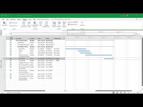 M4L5 MS Project: Relationship between soling pcc rebar formworks and concreting