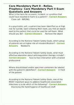 Core Mandatory Part II Relias Prophecy Core Mandatory Part II Exam Questions and Answers