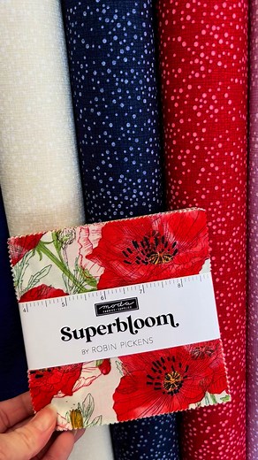 New fabric alert! “Superbloom” by Moda has arrived at Nancy’s Fancys, featuring a lovely floral ombre print and dotty thatched textures. We can’t wait to see beautiful projects made using this fabric. We have coordinating charm packs, too! #New #fabric #quilting | Nancy's Fancys Sewing Corner