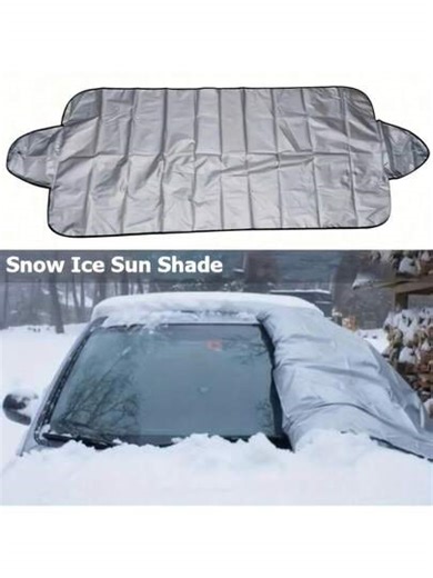 Windshield Cover - Snow Guard - Sunshade - Universal Fit For Cars, SUVs, Trucks, Heavy-Duty 600D Oxford Fabric Frost Protector For Ice And Sleet, Windshield Cover - Universal Fit For Cars, SUVs, Trucks, Heavy-Duty 600D Oxford Fabric Frost Protector, Waterproof, Windproof Winter Defrosting And De-Icing Sunshade, Includes Side Mirror Covers, Vehicle Snow Guard, Winter Car Snow Cover, Foldable Windshield Cover Sunshade | SHEIN