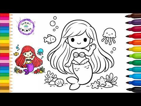 How To Draw A Mermaid Cute Easy Simple Drawing And Coloring #mermaid #rainingcolors