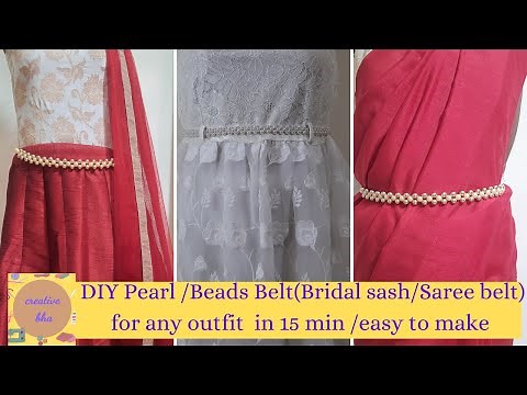 DIY belt for dress/saree/lehenga|bridal sash|designer belt|bead/pearl belt| how to make belt at home
