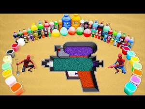 How to make Rainbow Squirt Gun with Orbeez, Big Coca Cola, Fanta, Mtn Dew, Mirinda, Soda and Mentos