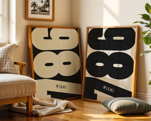 Miami 786 Area Code Poster Set – Modern Typography Prints (digital Download) - Etsy