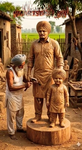 Sidhu Moose Wala Wooden Statue🔥 #sidhumoosewala #5911 #trendingshorts #shorts