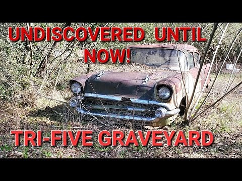 We tour a Tri-Five Chevy graveyard! Fords, trucks, and an old Buick too! An undiscovered collection!
