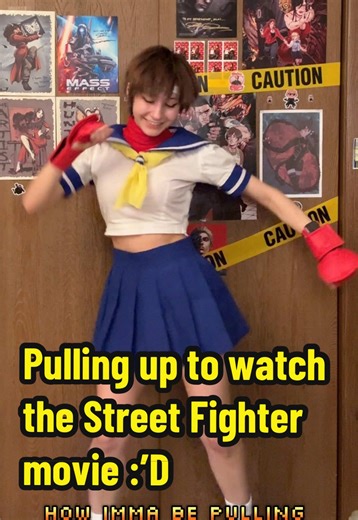 Seriously tho I thought the trailer looked fun :’D and it would lowk be funny to pull up in full cosplay >:3 FREE WILL HEHEHE Also the shoe colliding with my head made the utmost hollow thunk noise btw :’DD kinda hurt. ANYHOO here’s Sakura again 💃🕺💃🌸 #StreetFighter #StreetFighterCosplay #SakuraKasugano #SakuraKasuganoCosplay #Capcom @Capcom @streetfightermovie