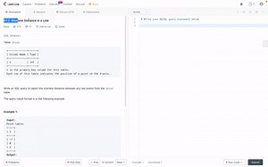 SQL LeetCode：613. Shortest Distance in a Line