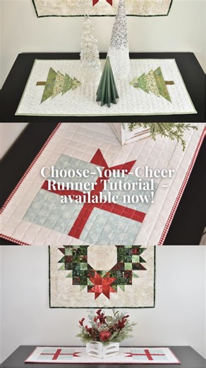 Amanda Castor - Quilt Pattern and Fabric Designer on Instagram: "This quick and easy table runner is the perfect addition to your holiday decor or a sweet handmade gift for a friend! 🎄🎁⁠ ⁠ Mix or match the tree and gift blocks and easily adjust the length of this runner to fit your needs. You can find the tutorial on my website.⁠ ⁠ Comment TUTORIAL and I'll send you a link."