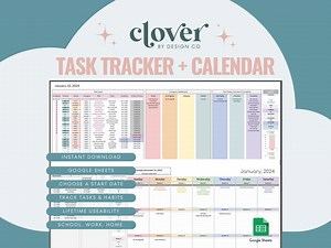 Google Sheets Task Tracker: Monthly Calendar & Habit Planner (digital Download) - Etsy