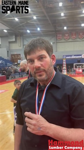 Fort Kent boys basketball coach Chad Cyr after the Warriors defeated Maranacook in the Class C state championship game #champs | Eastern Maine Sports